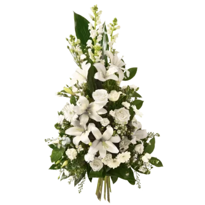 Deuil Bouquet allongé blanc